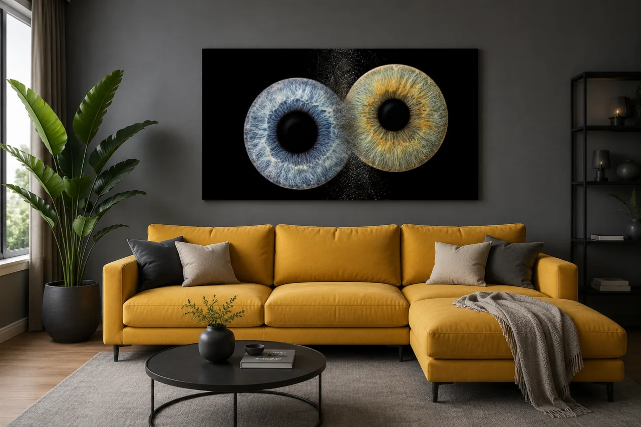 Iris-Wandbild auf Acrylglas im Wohnraum – Iris-Foto Jena